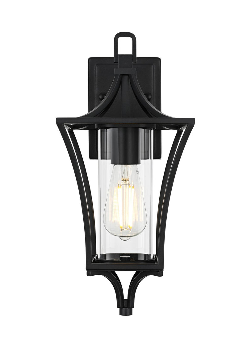 Elegant Lighting OD311W16BK One Light Outdoor Wall Sconce, Black