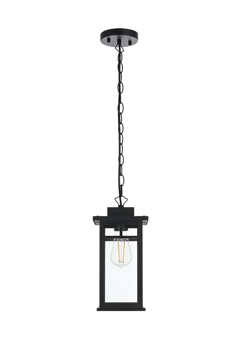 Elegant Lighting OD313H14BK One Light Outdoor Pendant, Black