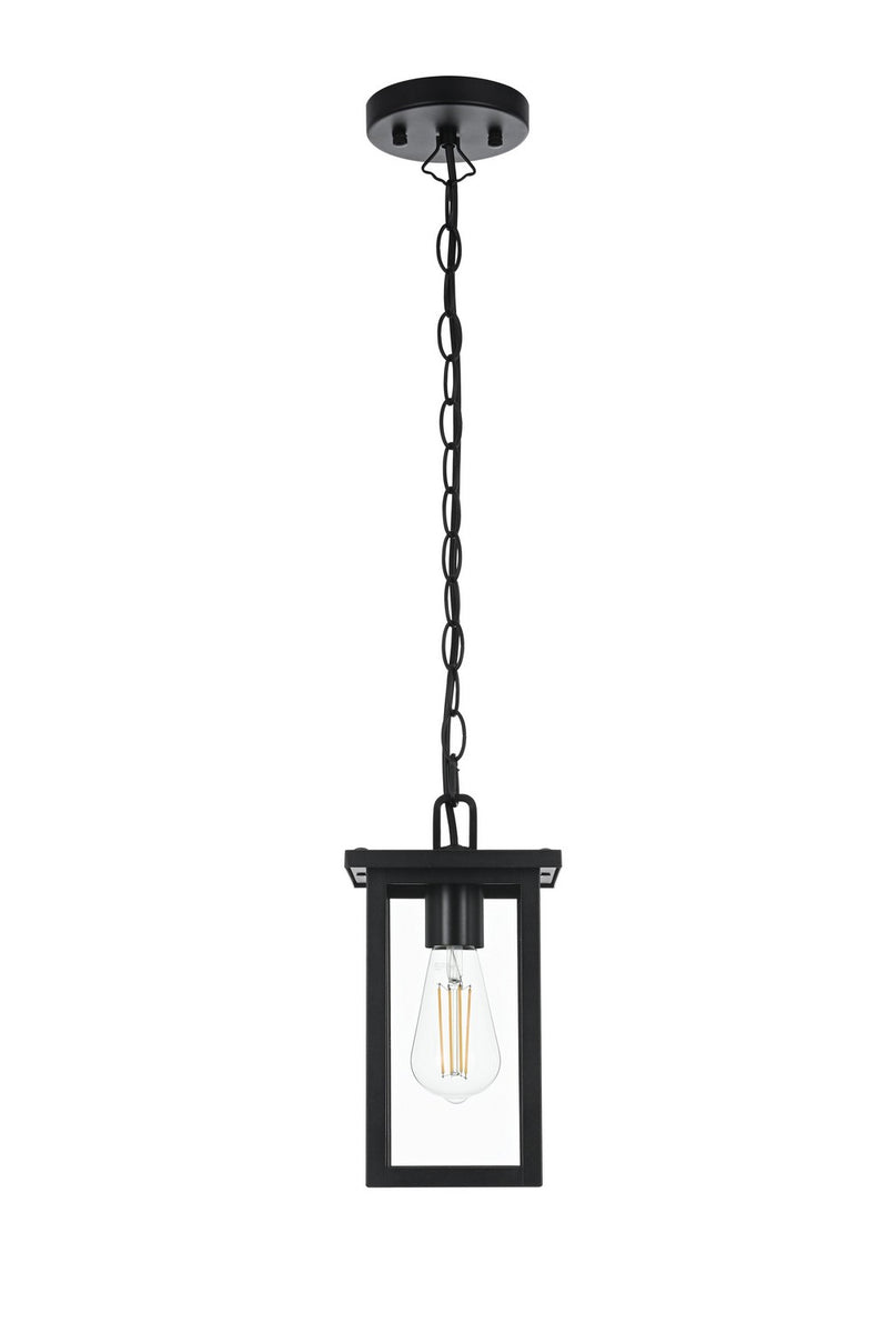 Elegant Lighting OD324H11BK One Light Outdoor Pendant, Black