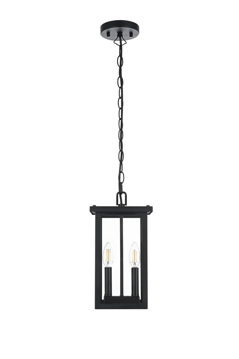 Elegant Lighting OD324H14BK Two Light Outdoor Pendant, Black