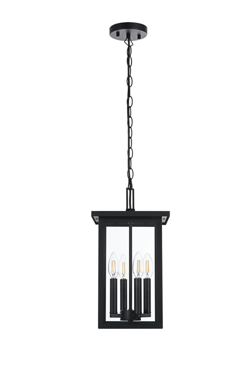 Elegant Lighting OD324H16BK Four Light Outdoor Pendant, Black