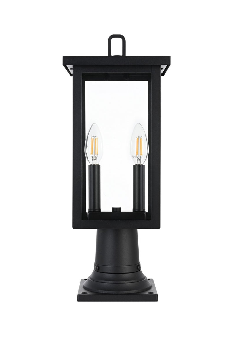 Elegant Lighting OD324P19BK Two Light Outdoor Post Mount, Black
