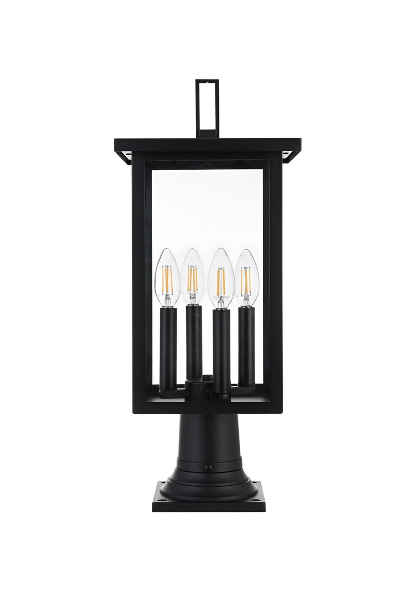 Elegant Lighting OD324P21BK Four Light Outdoor Post Mount, Black