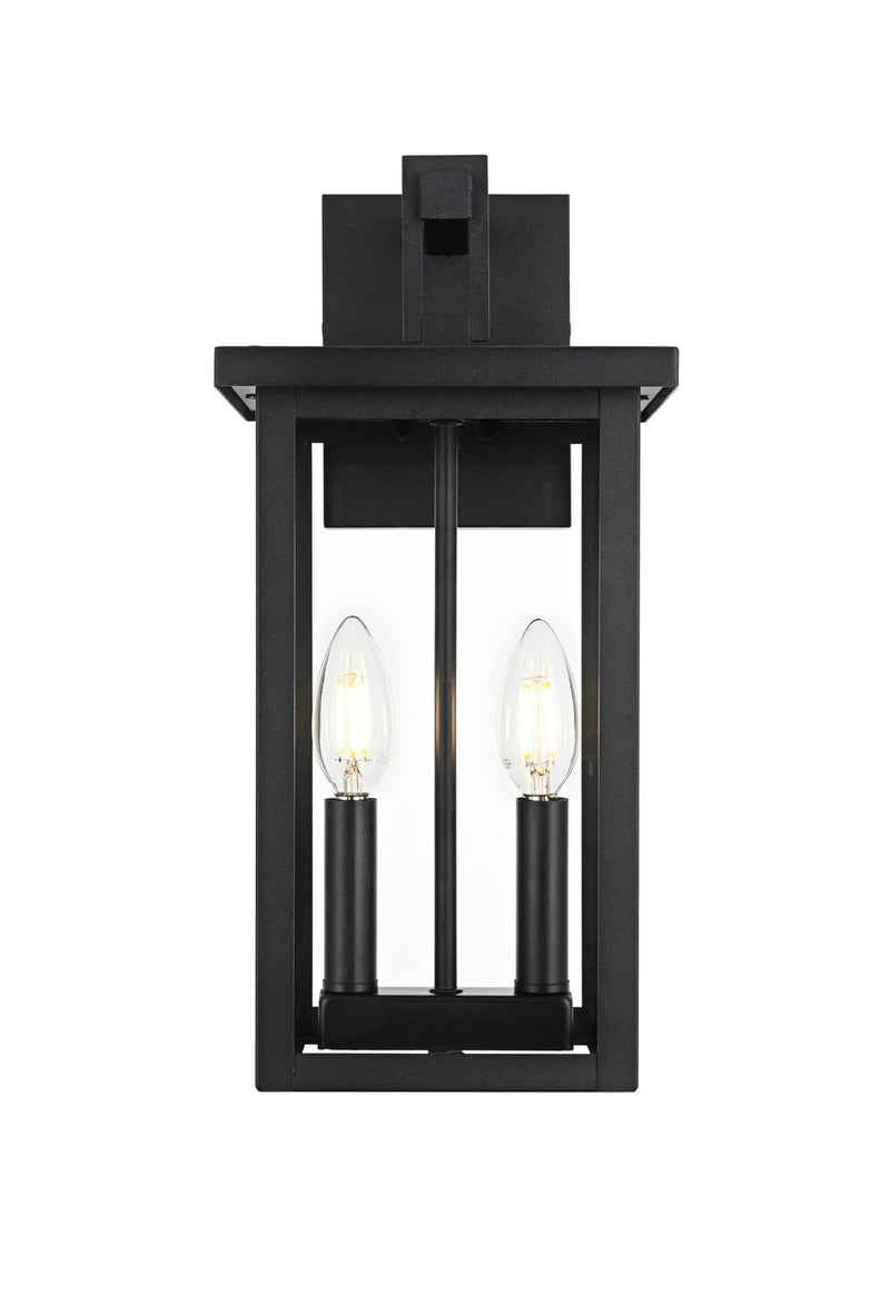 Elegant Lighting OD324W15BK Two Light Outdoor Wall Sconce, Black