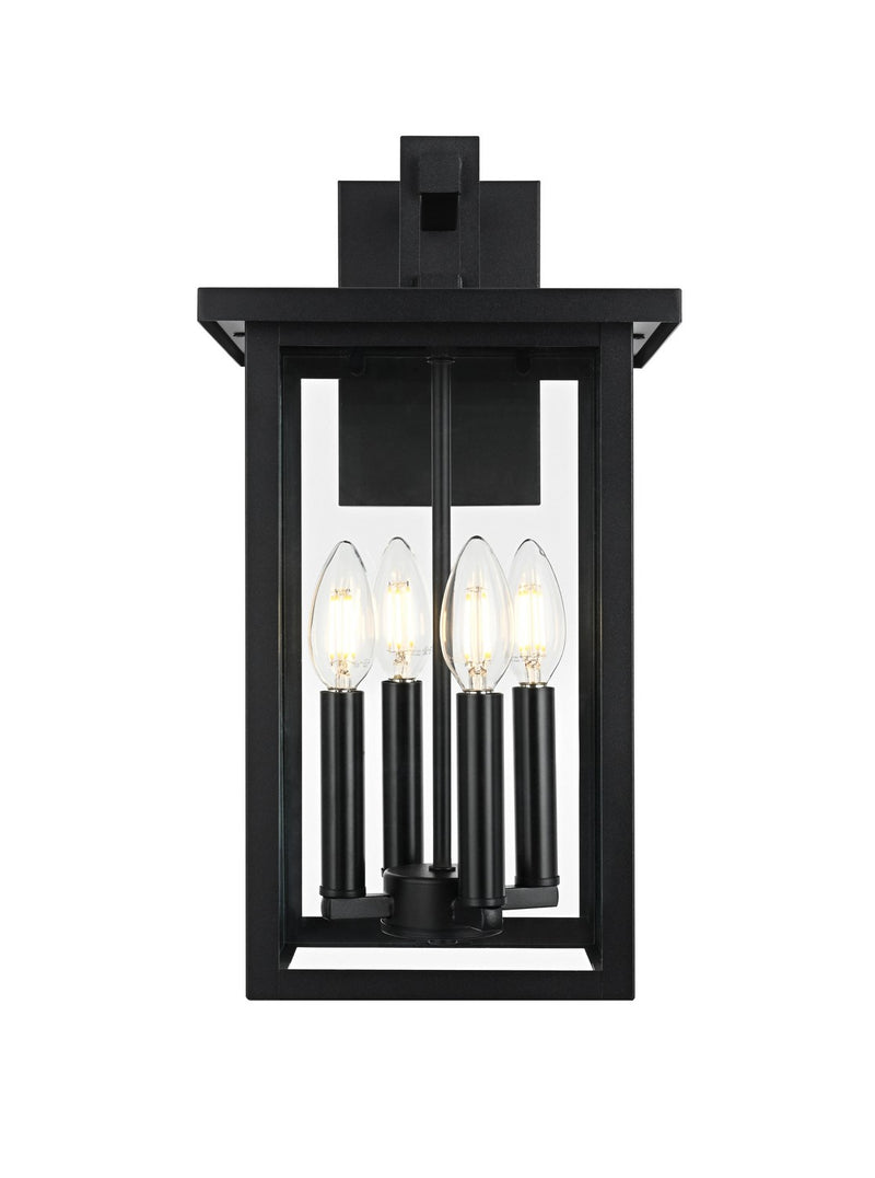 Elegant Lighting OD324W17BK Four Light Outdoor Wall Sconce, Black