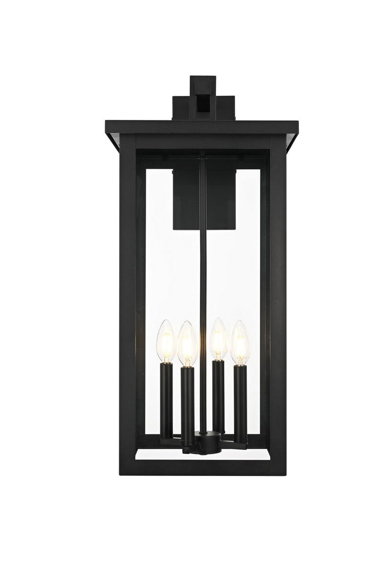 Elegant Lighting OD324W26BK Four Light Outdoor Wall Sconce, Black