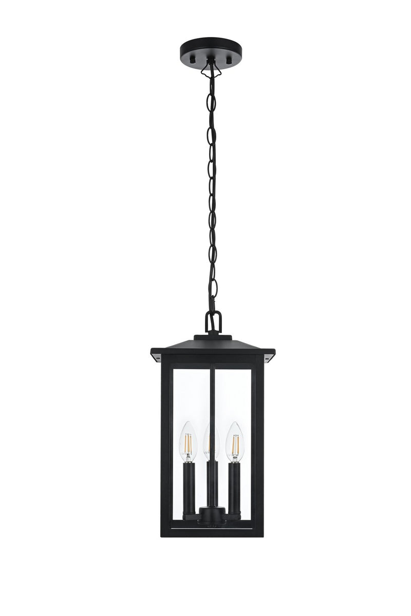 Elegant Lighting OD325H17BK Three Light Outdoor Pendant, Black
