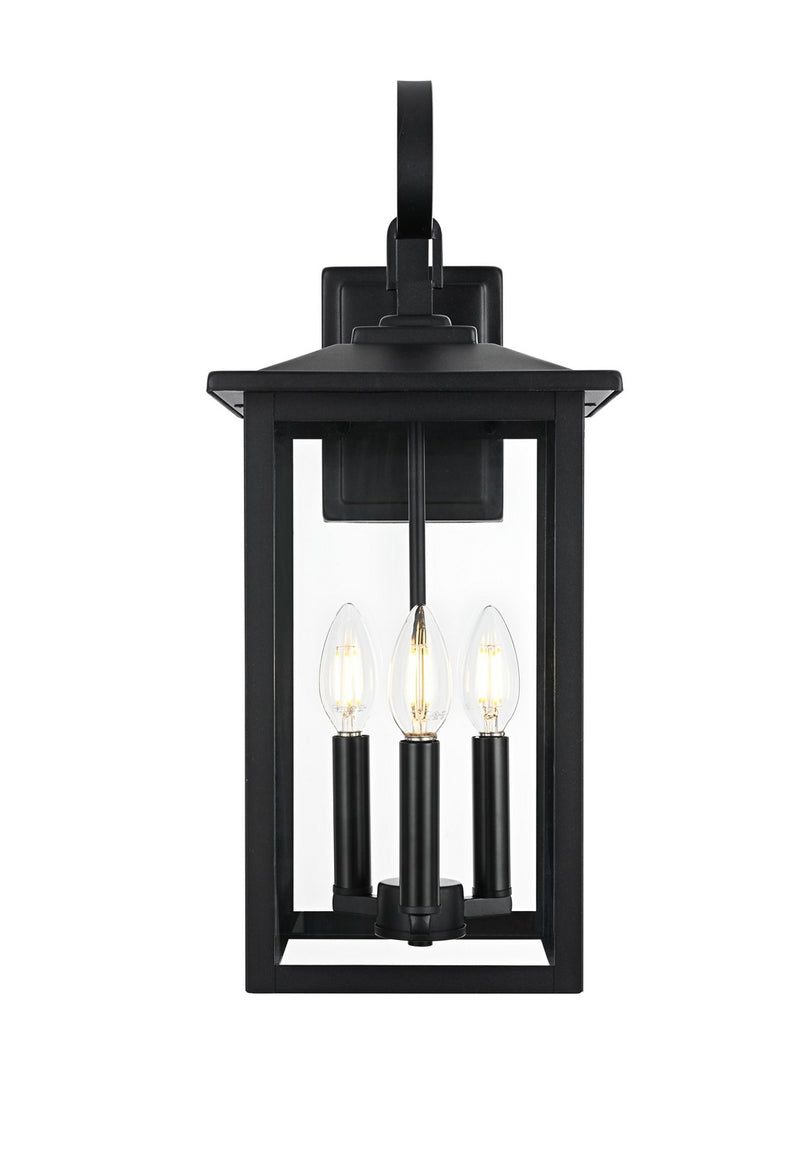 Elegant Lighting OD325W20BK Three Light Outdoor Wall Sconce, Black