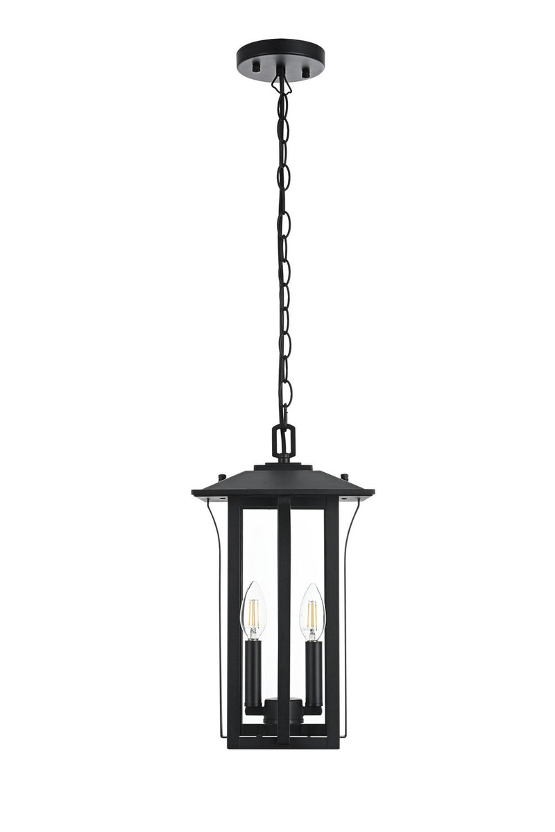Elegant Lighting OD327H17BK Two Light Outdoor Pendant, Black