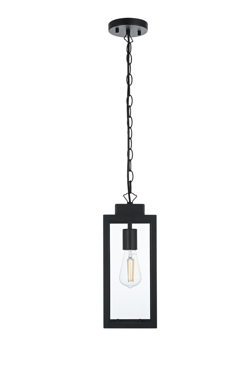 Elegant Lighting OD330H15BK One Light Outdoor Pendant, Black