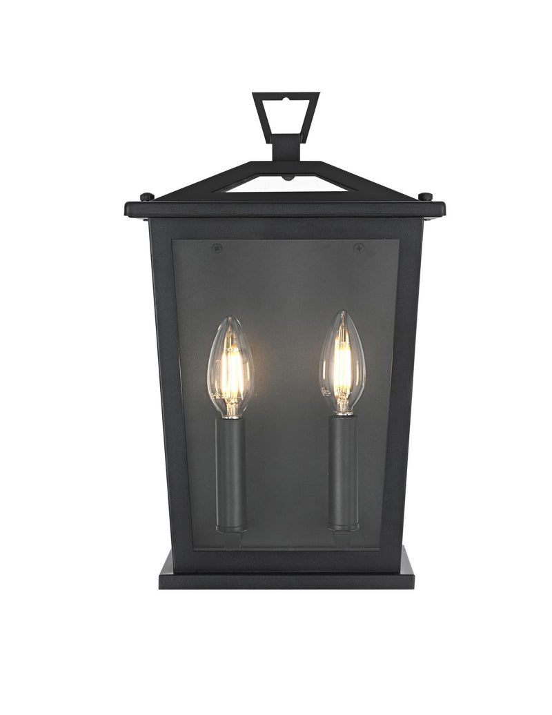 Elegant Lighting OD331W14BK Two Light Outdoor Wall Sconce, Black