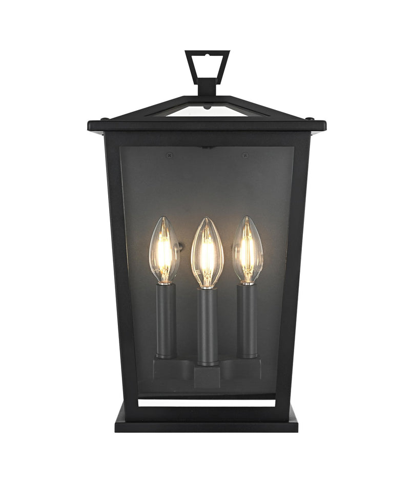 Elegant Lighting OD331W16BK Three Light Outdoor Wall Sconce, Black