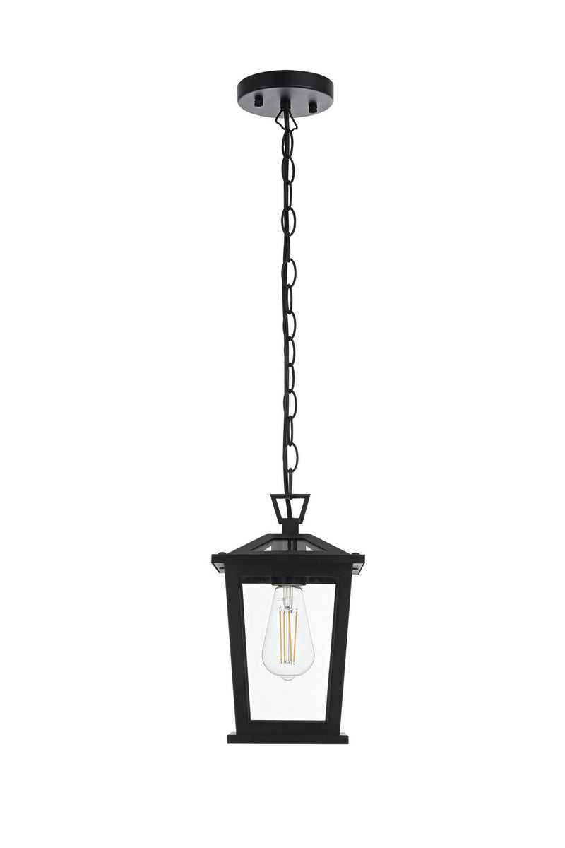 Elegant Lighting OD332H12BK One Light Outdoor Pendant, Black