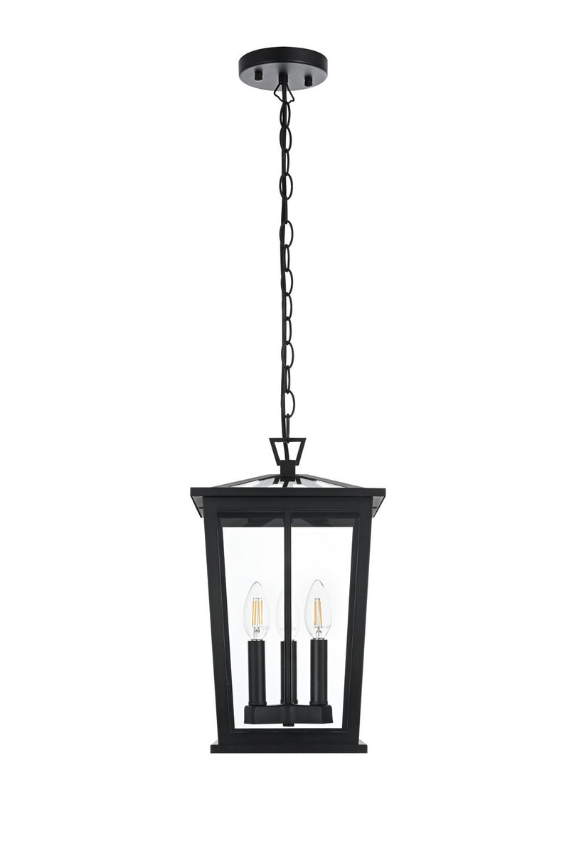 Elegant Lighting OD332H16BK Three Light Outdoor Pendant, Black