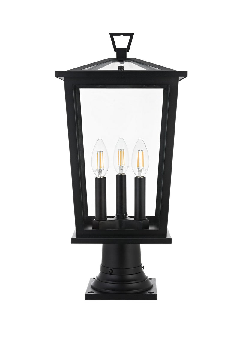 Elegant Lighting OD332P21BK Three Light Outdoor Post Mount, Black