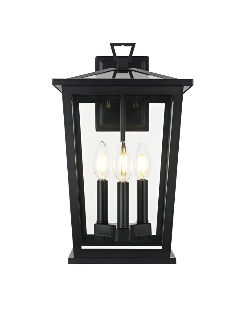 Elegant Lighting OD332W16BK Three Light Outdoor Wall Sconce, Black