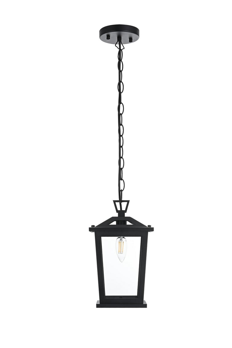 Elegant Lighting OD333H12BK One Light Outdoor Pendant, Black