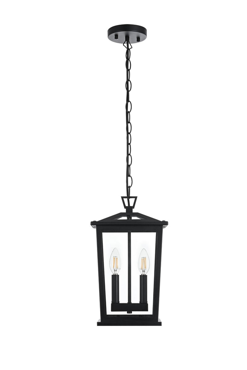 Elegant Lighting OD333H15BK Two Light Outdoor Pendant, Black
