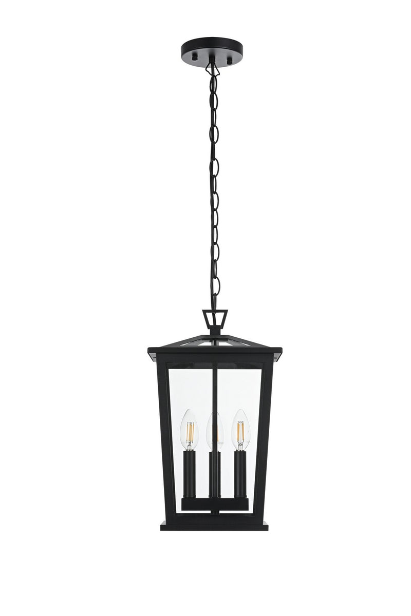 Elegant Lighting OD333H16BK Three Light Outdoor Pendant, Black