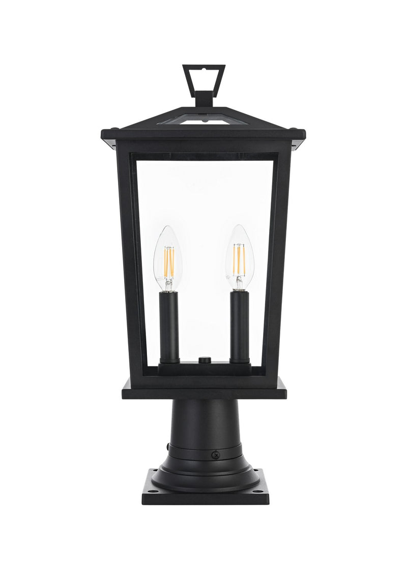 Elegant Lighting OD333P20BK Two Light Outdoor Post Mount, Black