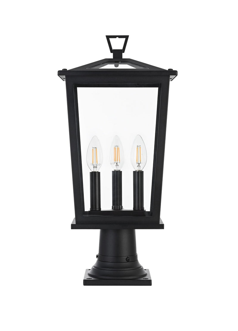 Elegant Lighting OD333P21BK Three Light Outdoor Post Mount, Black