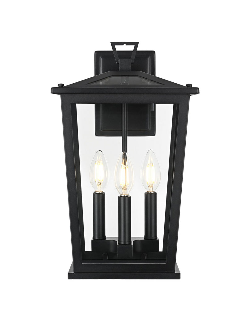 Elegant Lighting OD333W16BK Three Light Outdoor Wall Sconce, Black