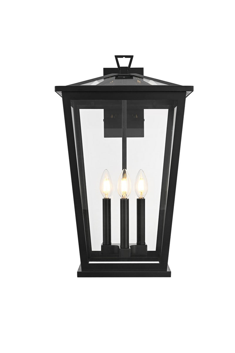 Elegant Lighting OD333W22BK Three Light Outdoor Wall Sconce, Black
