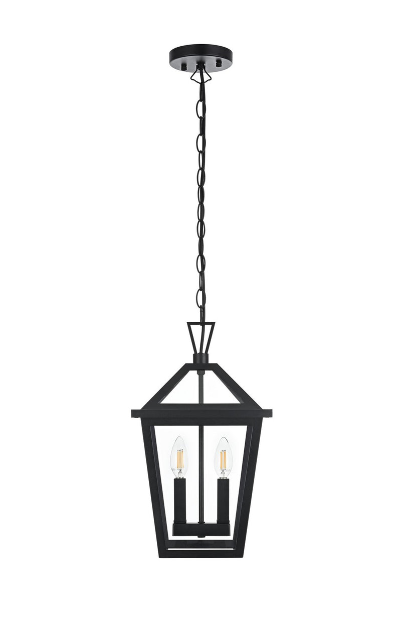 Elegant Lighting OD334H17BK Two Light Outdoor Pendant, Black