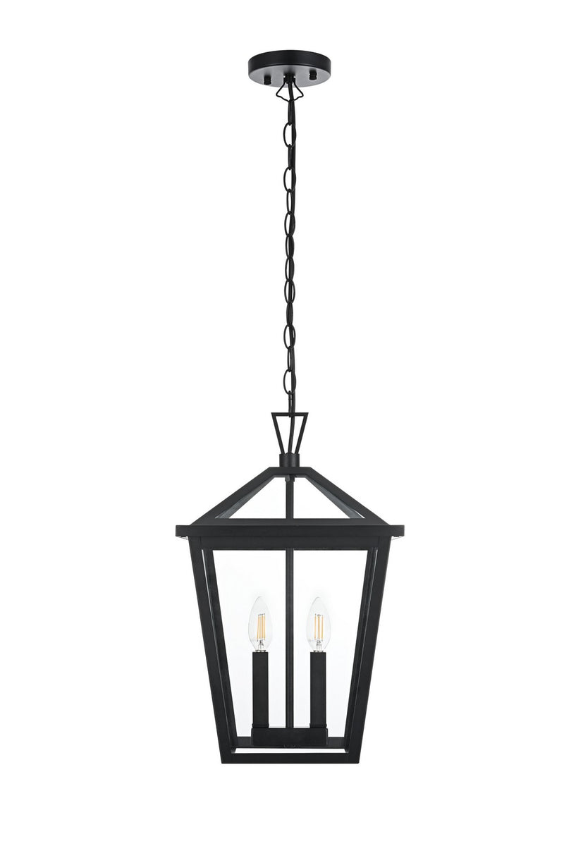Elegant Lighting OD334H19BK Two Light Outdoor Pendant, Black