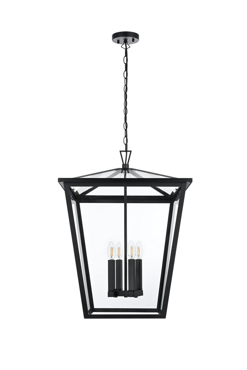 Elegant Lighting OD334H27BK Four Light Outdoor Pendant, Black