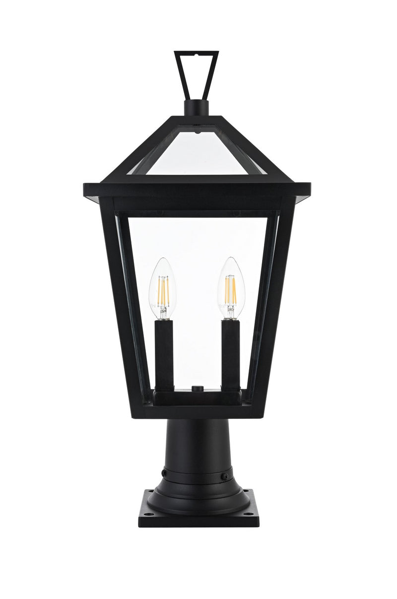Elegant Lighting OD334P22BK Two Light Outdoor Post Mount, Black