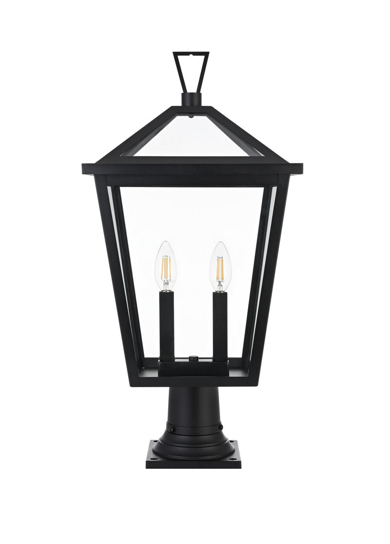 Elegant Lighting OD334P24BK Two Light Outdoor Post Mount, Black
