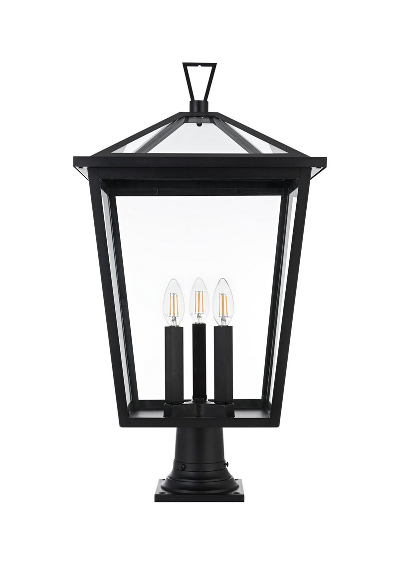 Elegant Lighting OD334P28BK Three Light Outdoor Post Mount, Black