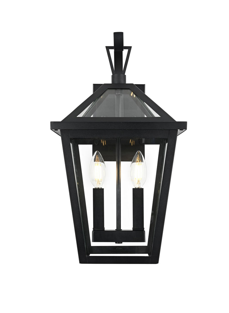 Elegant Lighting OD334W18BK Two Light Outdoor Wall Sconce, Black
