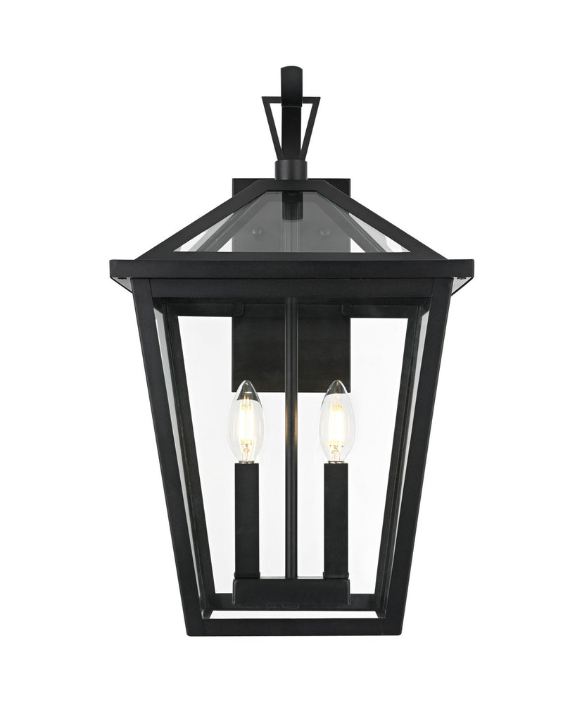 Elegant Lighting OD334W20BK Two Light Outdoor Wall Sconce, Black