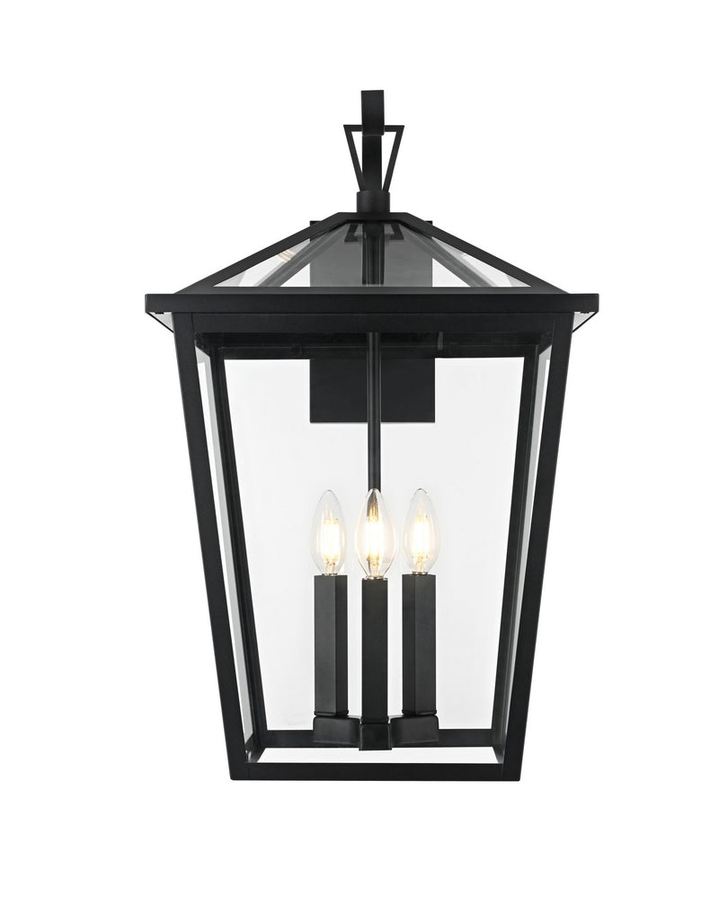 Elegant Lighting OD334W23BK Three Light Outdoor Wall Sconce, Black