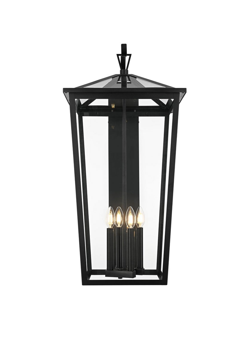 Elegant Lighting OD334W33BK Four Light Outdoor Wall Sconce, Black