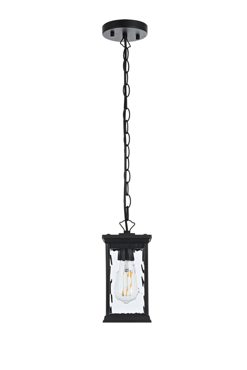 Elegant Lighting OD336H11BK One Light Outdoor Pendant, Black