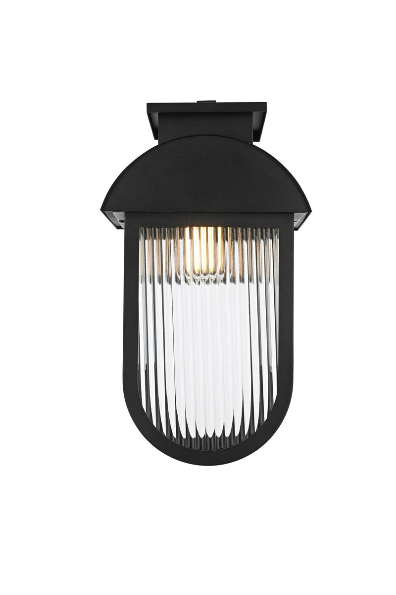 Elegant Lighting OD338W19BK One Light Outdoor Wall Sconce, Black