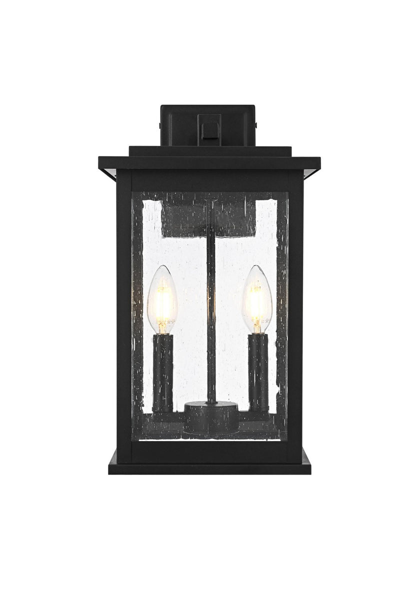 Elegant Lighting OD350W16BK Two Light Outdoor Wall Sconce, Black