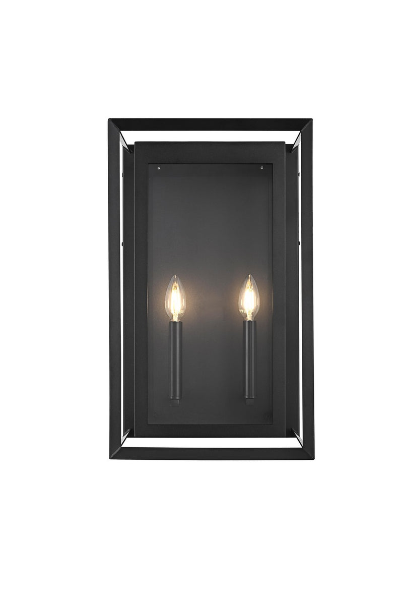Elegant Lighting OD355W20BK Two Light Outdoor Wall Sconce, Black