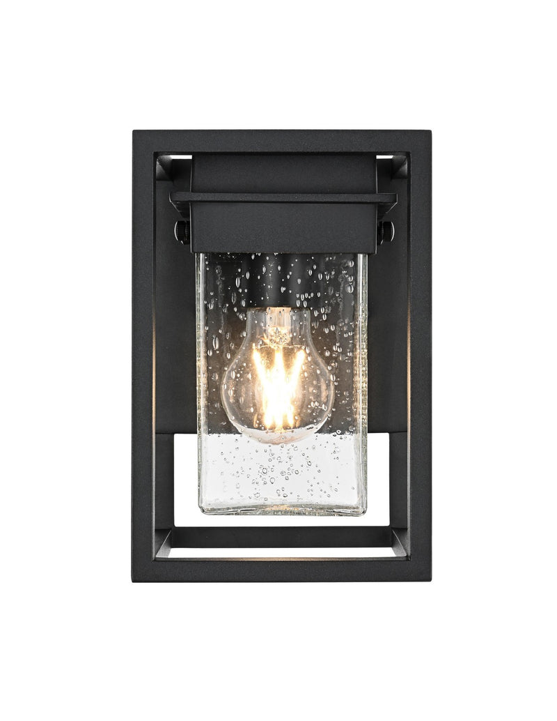 Elegant Lighting OD366W9BK One Light Outdoor Wall Sconce, Black