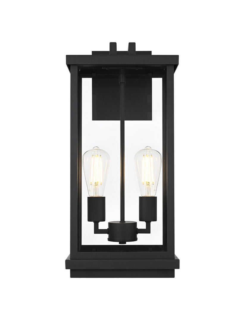 Elegant Lighting OD404W21BK Two Light Outdoor Wall Sconce, Black