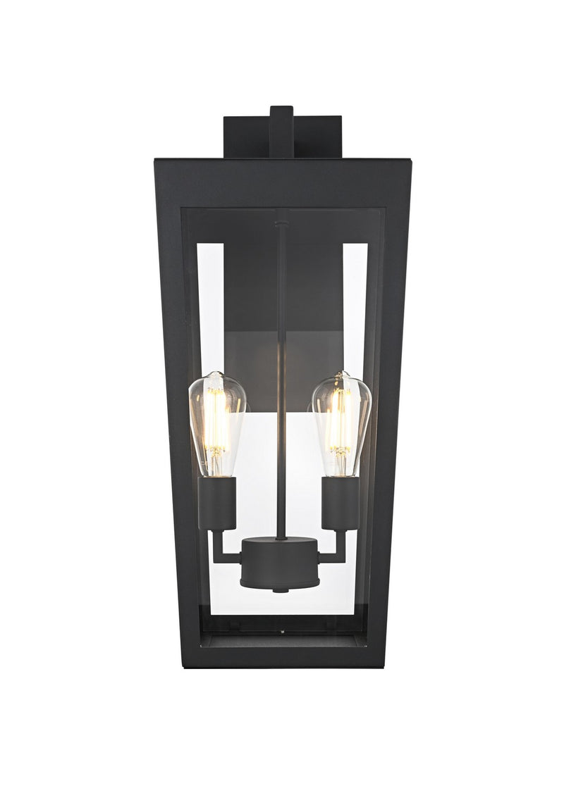 Elegant Lighting OD405W24BK Two Light Outdoor Wall Sconce, Black