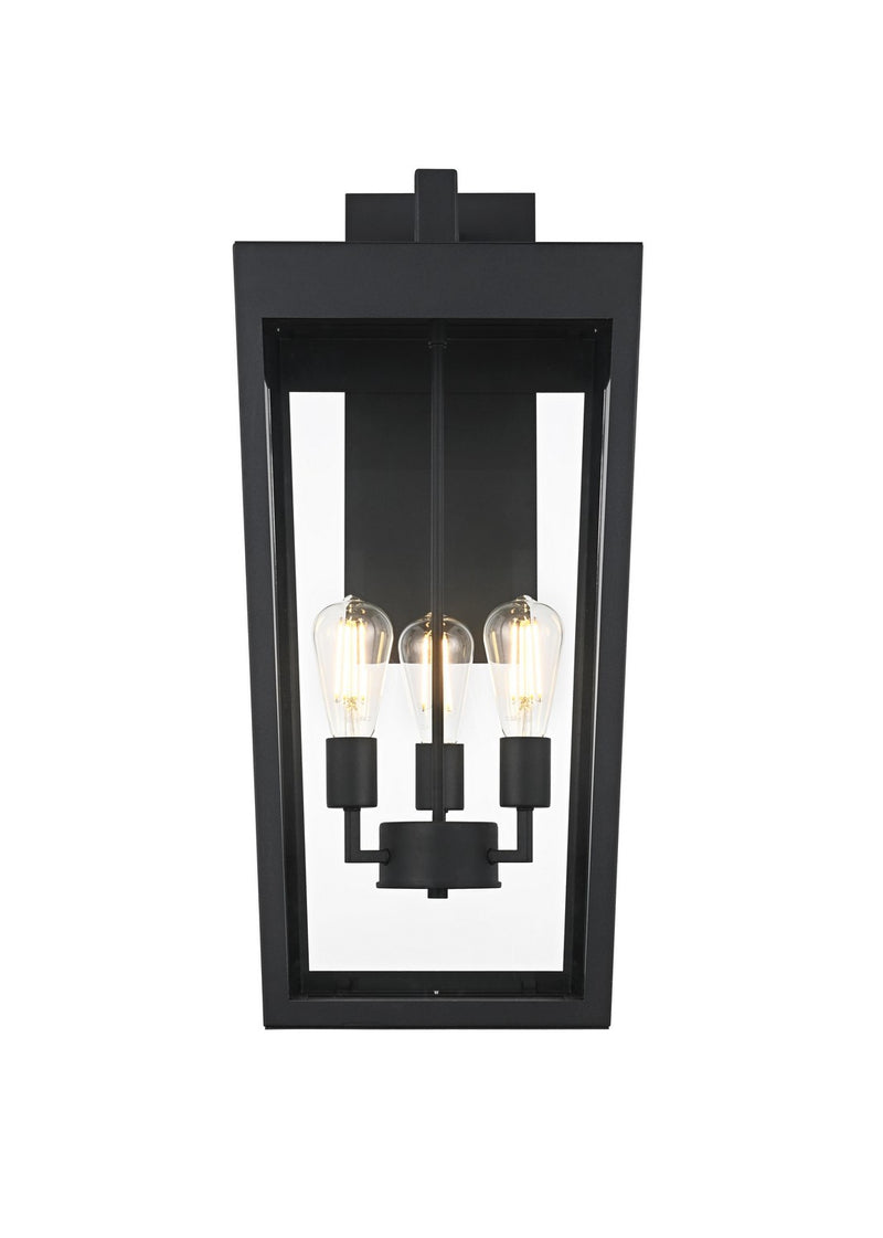 Elegant Lighting OD405W28BK Three Light Outdoor Wall Sconce, Black