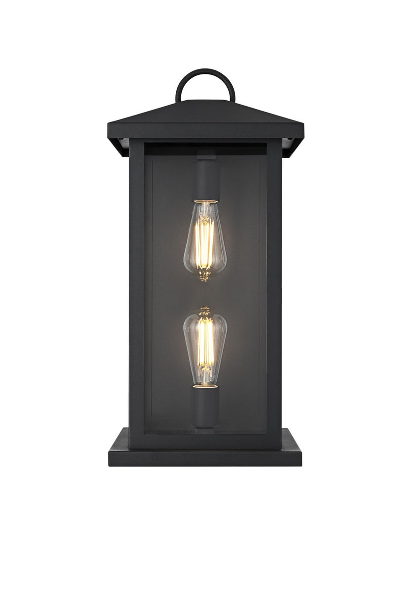 Elegant Lighting OD411W21BK Two Light Outdoor Wall Sconce, Black