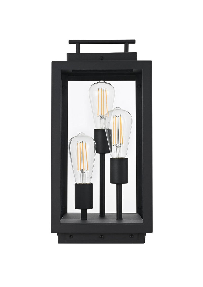 Elegant Lighting OD418L18BK Three Light Outdoor Lawn Light, Black