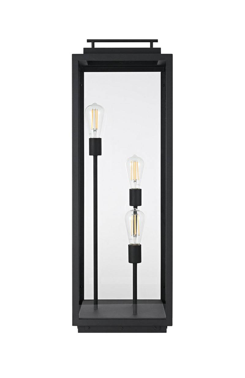 Elegant Lighting OD418L36BK Three Light Outdoor Lawn Light, Black