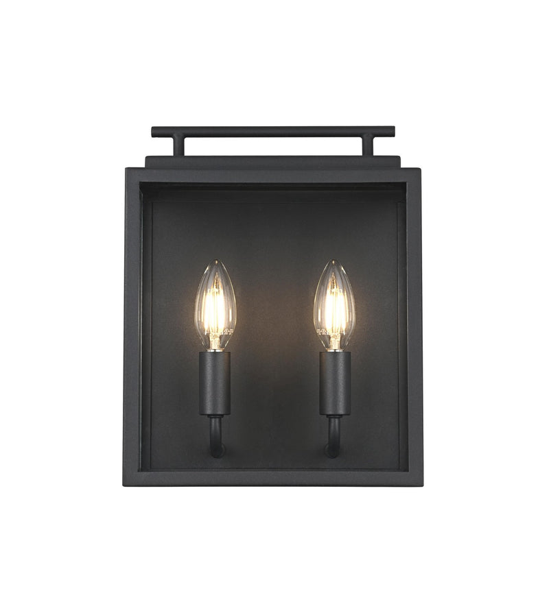 Elegant Lighting OD418W12BK Two Light Outdoor Wall Sconce, Black