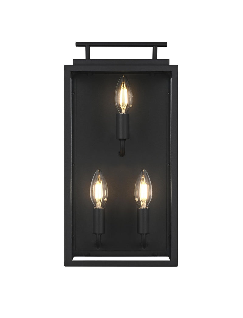 Elegant Lighting OD418W17BK Three Light Outdoor Wall Sconce, Black